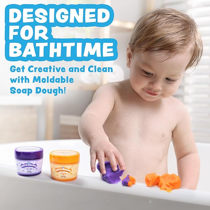 Tub Works® Bath Dough™ Moldable Kids Soap Bath Toy, Variety 6 Pack | Shape, Mold & Create Tub Art with Soapy Dough | Soft & Moldable Kids Bath Soap for Shaping | Sensory Toddler Bathtub Toys