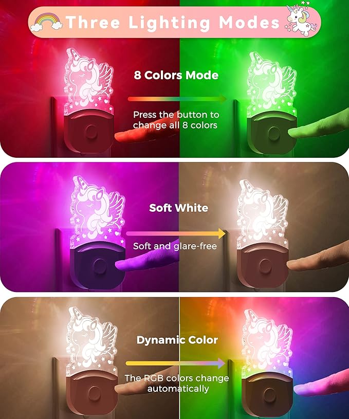 Plug in Night Light - Gift for Girls, LOHAS Cute Night Light with Dusk to Dawn, Color Changing, Birthday Gift Nightlight for Girls, Kids, Room Decor