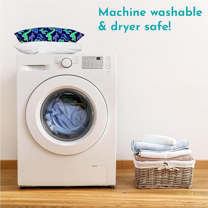 Little Sleepy Head Toddler Pillow with Pillowcase 13x18 - Kids Pillow for Sleeping - Better Neck Support Ergonomic Pillow and Toddler Pillowcase - Best Pillows for Kids (Dinosaurs Blue)