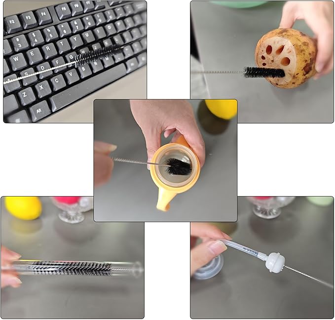 Long Straw Brush, Straw Brush Set 10 Pack, Straw Brush for Tumbler, Sippy Cup, Water Bottle and Hummingbird Feeders.(Black)