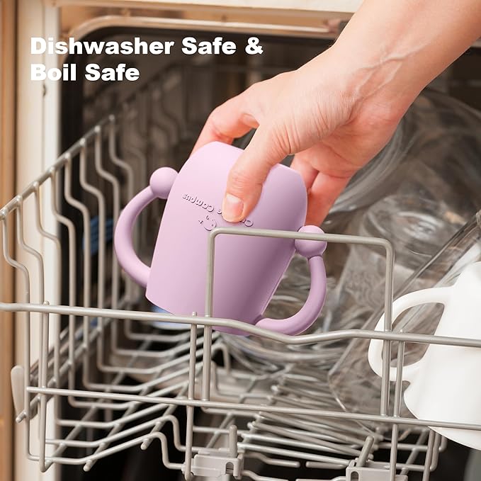 Cuddle Campus Pack of 2 Silicone Baby Training Cup, Shatterproof Toddler Sippy Cups with Straw, Open Cup for Baby, 6+ Months 5 Oz