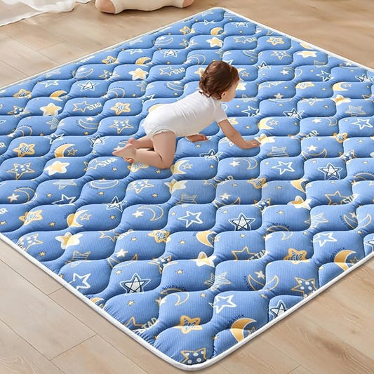 Odorless Premium Foam Baby Play Mat, Soft Microfiber Fabric Crawling Mat for Floor- Comfortable and Hypoallergenic, Non-Slip Cushioned Floor Playpen mat for Infants,Babies,Toddlers