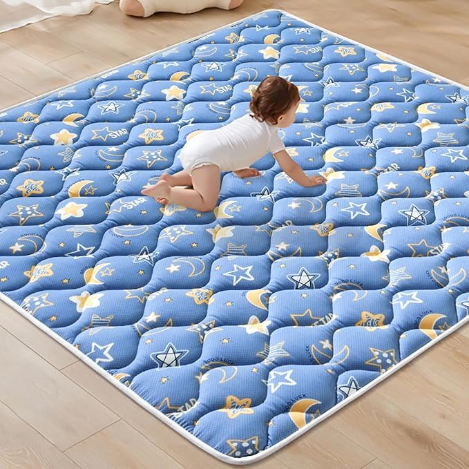 Odorless Premium Foam Baby Play Mat, Soft Microfiber Fabric Crawling Mat for Floor- Comfortable and Hypoallergenic, Non-Slip Cushioned Floor Playpen mat for Infants,Babies,Toddlers