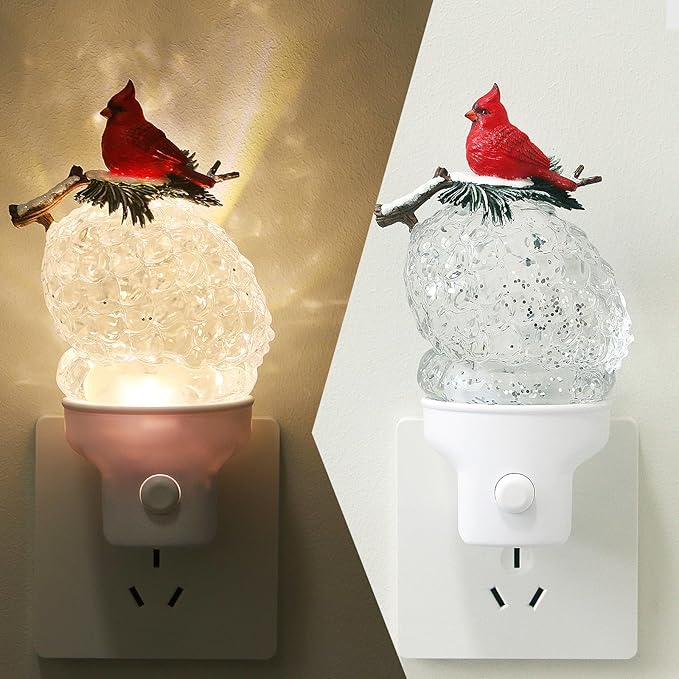 Christmas Night Light Plug into Wall Swirling Glitter USB Portable Christmas Decorative Night Light Decoration for Kids Adults Bedroom Kitchen Living Room Holiday Decor (Pinecone)