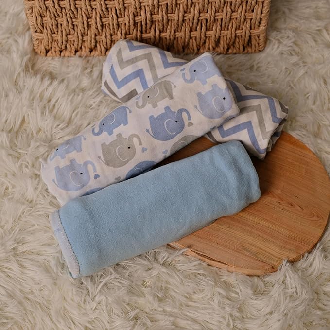 GLLQUEN BABY Swaddle Sleep Sack - 3 Pack Infant Swaddles for Newborn, Baby Swaddling Sack 0-3 Months, Ergonomic Newborn Swaddle Blanket for Baby Boy and Girl, Blue & Elephants