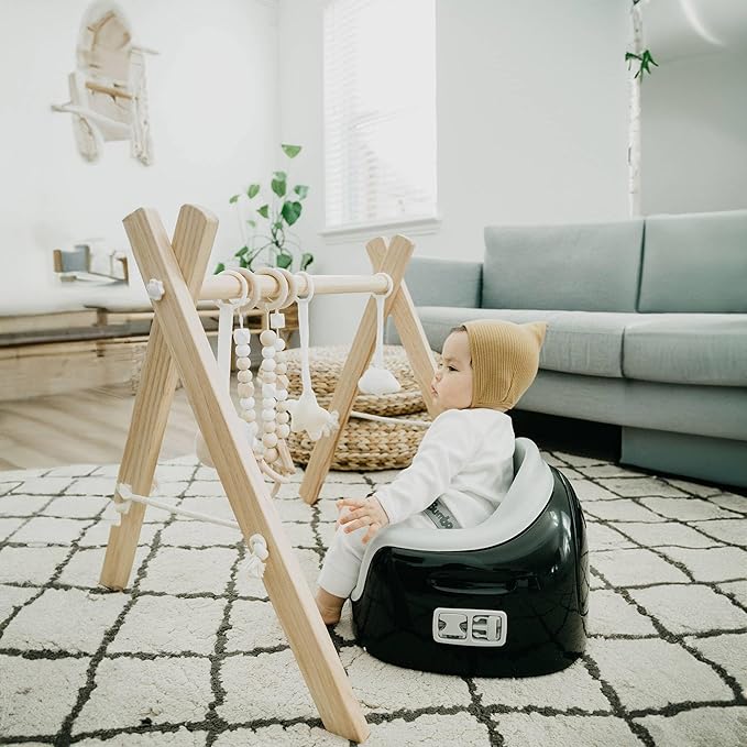 Bumbo 2 Pack 3-in-1 Multi-Seat for 6 to 36 Months, Travel Baby Feeding and Play Floor Seat, All-in-One Portable Booster with Tray & Toddler High Chair, Black/Cool Grey