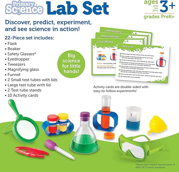 Learning Resources Primary Science Lab Activity Set - Experiments for Kids, Chemistry Toy, Pretend Play, STEM Projects, Classroom Must Haves, Teacher Supplies, Montessori Gifts for Boys and Girls