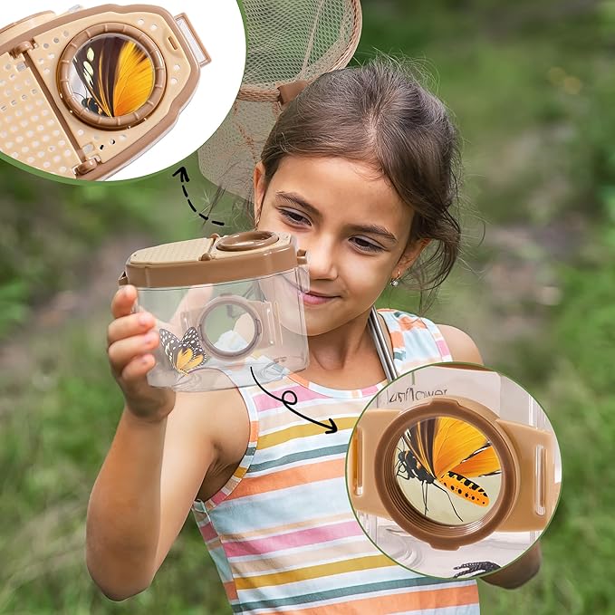 ROBOTIME Explorer Kit & Bug Catcher Kit for Kids, 12PCS Bug Catching Kit, Outdoor Bug Collection with Kids Binoculars, Butterfly Net, Insect Box, Magnifying Glass and Compass Watch for Toddlers 3-12