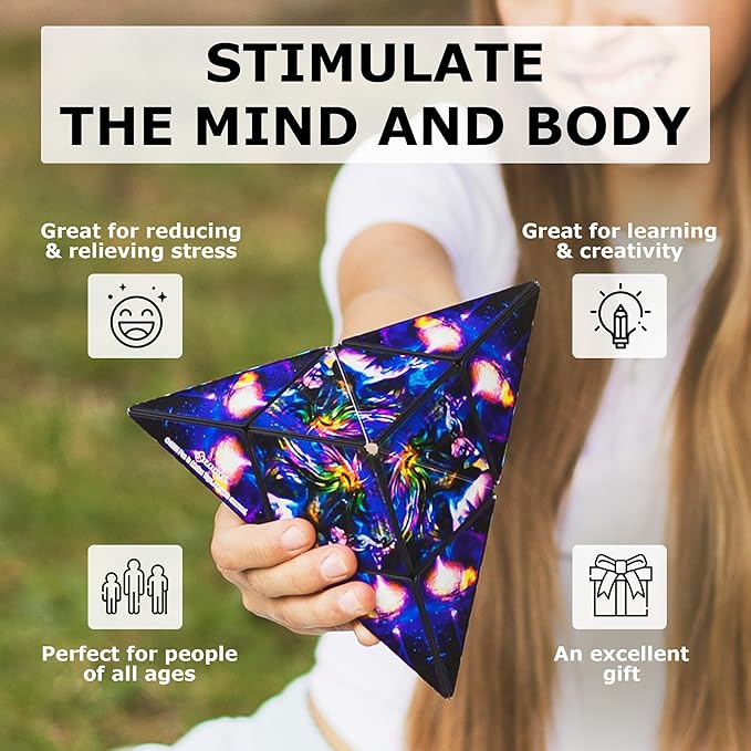 SHASHIBO Shape Shifting Box - Award-Winning Fidget Toy w/ 36 Rare Earth Magnets - Fidget Cube Transforms Into Over 70 Shapes, Sensory Toy Gift for Kids, Teens, and Adults (Fire Goddess)