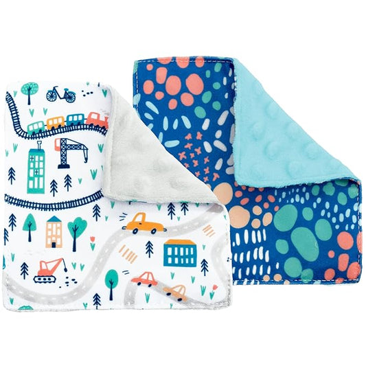 S&T INC. Crinkle Squares Baby Toys, 6 Inch x 6 Inch, City Dots, 2 Pack