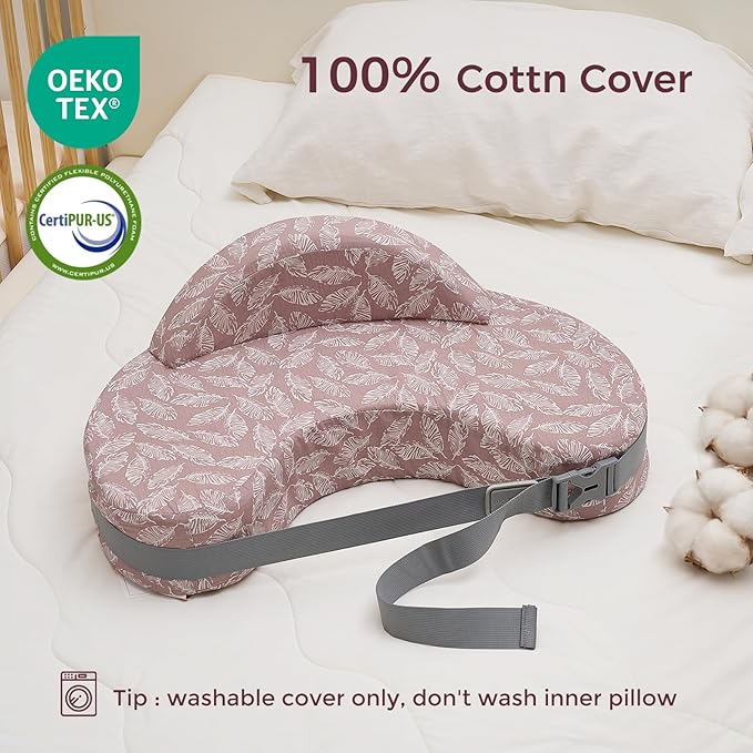Momcozy Innovative Safety Fence Nursing Pillow - Firm & Springy Memory Foam - Stable, Ergonomic Support & Comfort - Wider Breastfeeding Cushion, Adjustable, Removable Cover, Baby Safety Certified