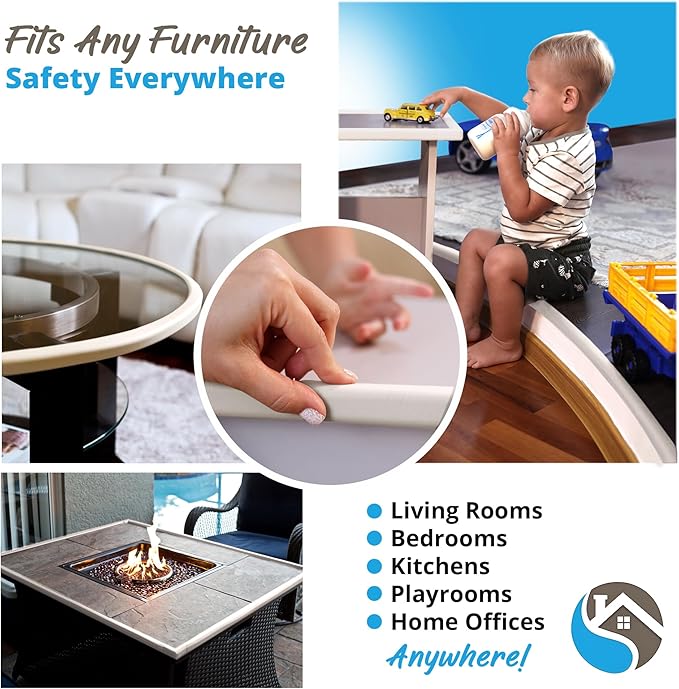 Premium 12ft Edge Protector for Baby, Odorless & Waterproof Edge Protector with 3M Adhesive Tape, Non-Toxic to Baby Proof Corners and Edges, Wall Corner Protector & Desk Edge Cushion White