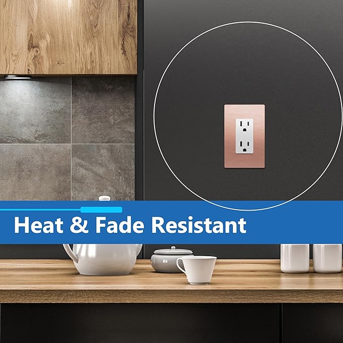 LIDER Screwless Metal-Surface Wall Plate, Decorator Switch Cover, Temperature and Impact Resistant, 201 Stainless Steel, Modern Decoration Upgrade, Mid-Size 1-Gang 4.88" x 3.11", Brushed Rose Gold