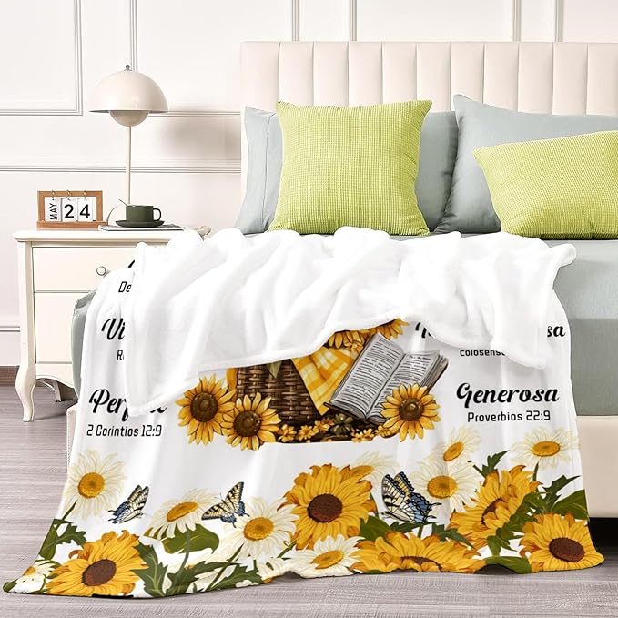Customized Blankets with Name Personalized Baby Blankets Sunflower Blanket Soft Fleece Bed Throw Blanket for Boys Girls Toddlers Birthday Christmas