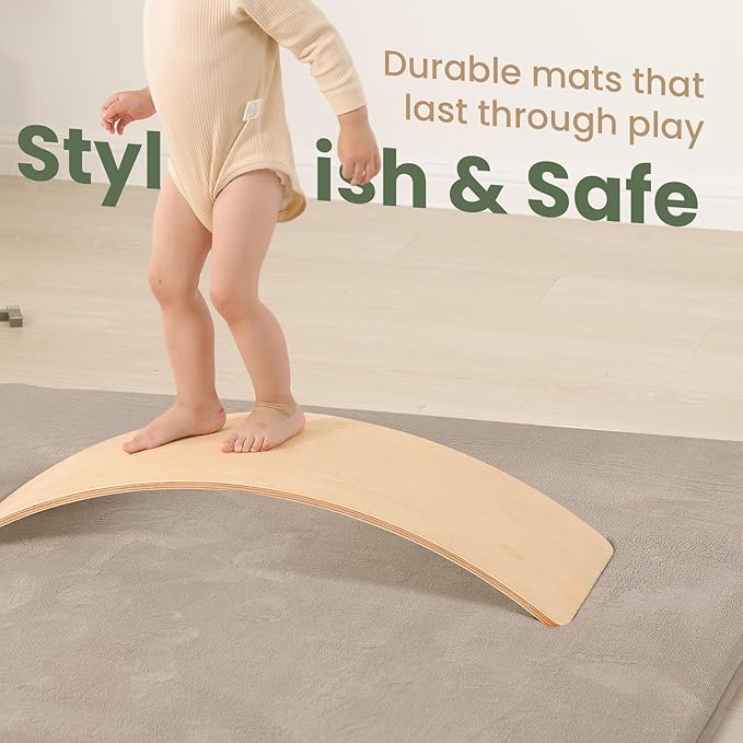 Baby Play Mat for Floor,Extra Large 59"×71" Tummy Time Mat,Thicker Memory Foam Mats for Toddler,Infant,Kids,Water Repellent Ultra Soft Coral Velvet,Non-Slip Backing Safe for Crawling(Beige)