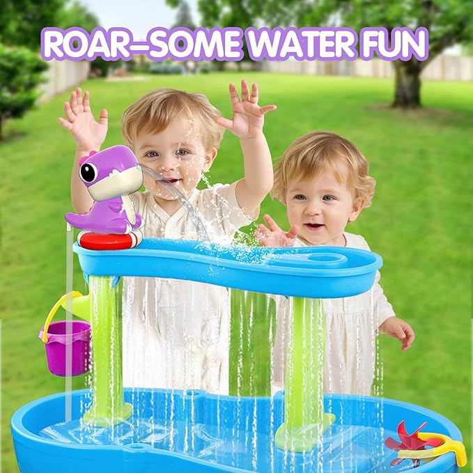 Dinosaur Water Table Pump Continuous Flow - Rechargeable Water Pump for Water Table Accessories - Summer Outdoor Water Play Toys - Battery Powered Water Pump Outside (Purple)