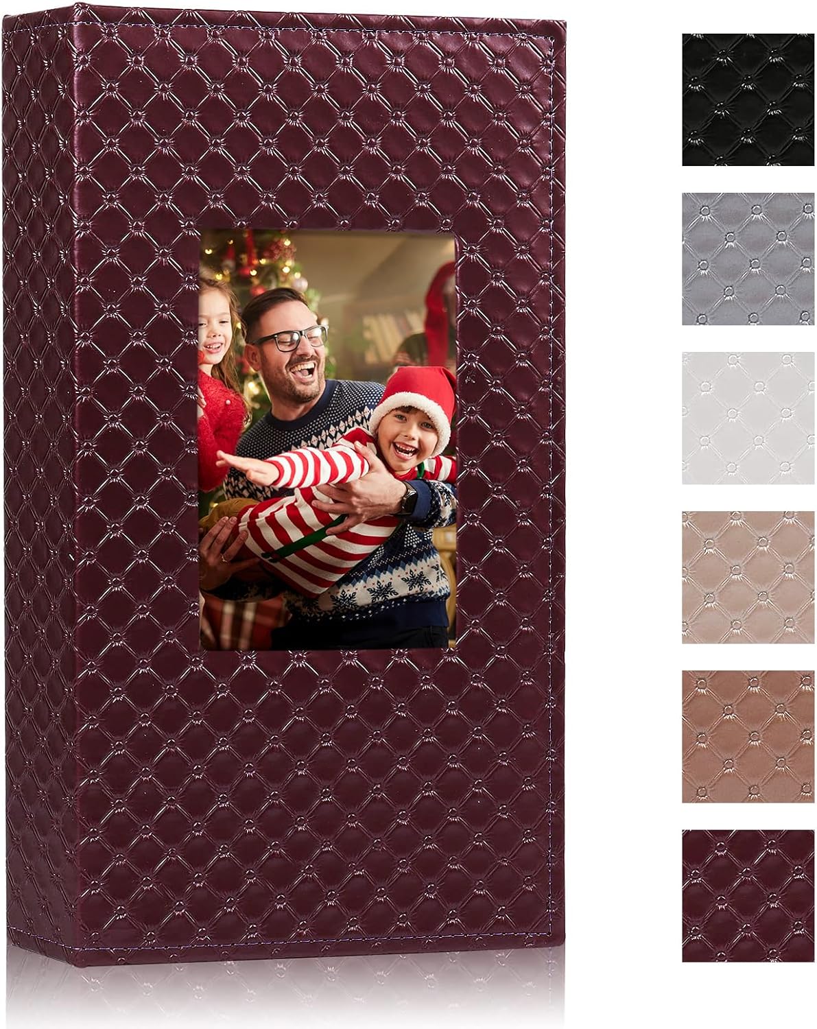 RECUTMS Photo Albums for 4x6 Photos Holds 300, 3 Per Pages Photo Picture Album PU Leather Button Grain Cover, Horizontal Photos Record Family Wedding Anniversary Baby Holiday Travel Album Wine Red