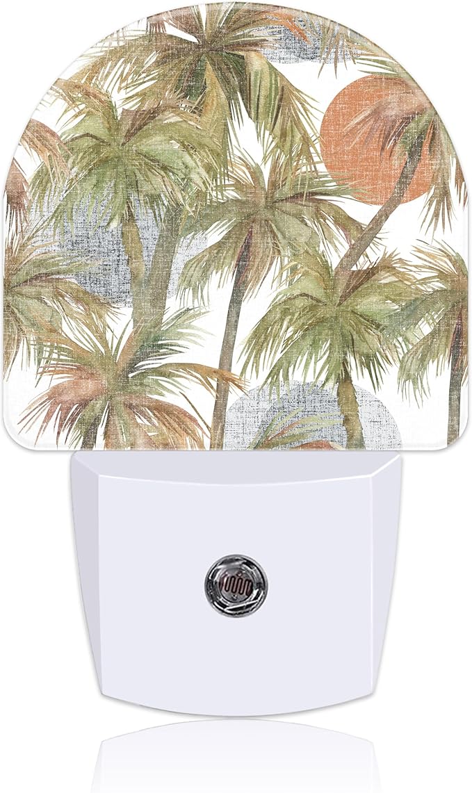 Plug in Night Lights Watercolor Abstract Tropical Jungle Night Light with Dusk to Dawn Sensor Night Light for Kid Girls Boys Women Men Room Decor, Hallway, Kitchen, Bathroom, Nursery, Stairs