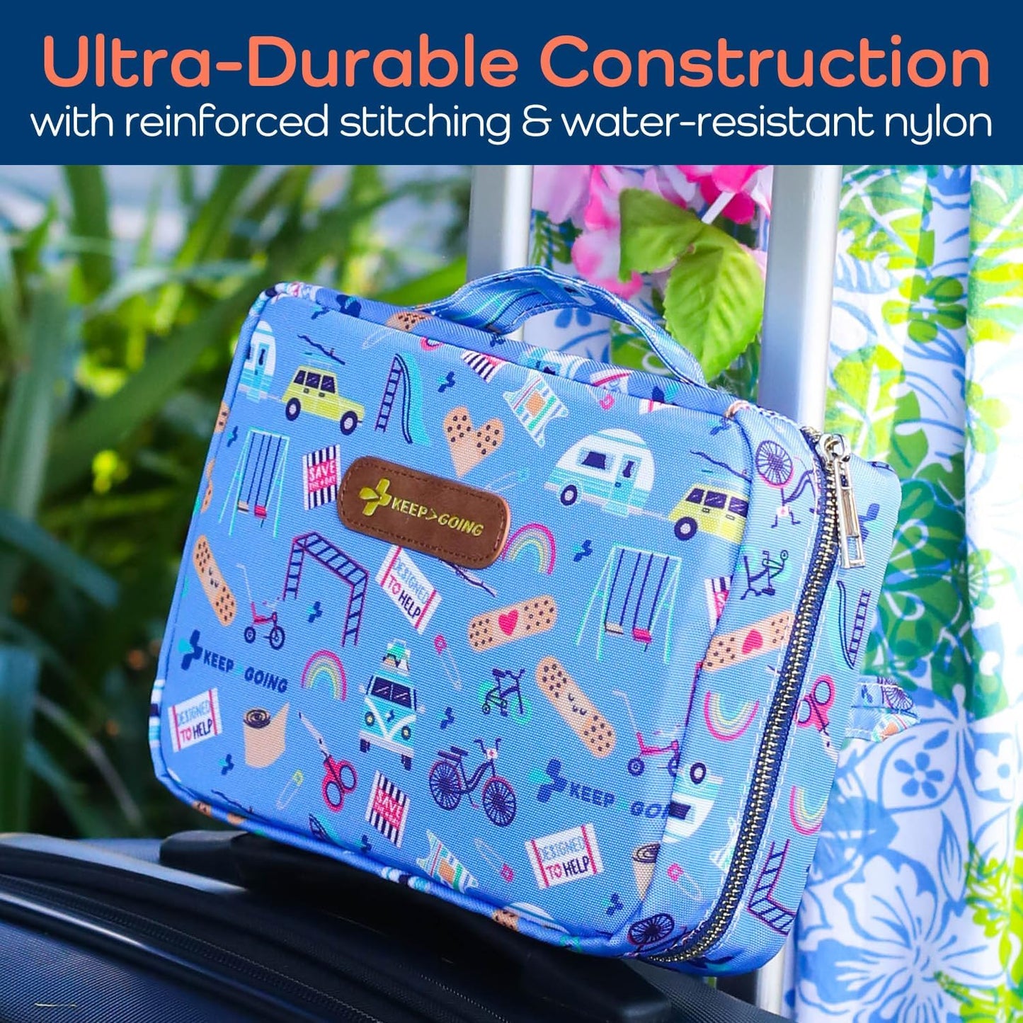 KeepGoing Large Home First Aid Kit for Kids – 270 Pc. for Car, Home, Dorm, & Boat with Latex-Free Bandages – 10 x 7 x 3.5 in. Travel First Aid Kit (Signature)