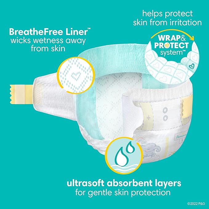 Pampers Baby Diapers and Wipes Starter Kit, Swaddlers Disposable Sizes 1 (198 Count) & 2 (186 Count) with Sensitive Water Based 12X Multi Pack Pop-Top Refill (1008 Count)