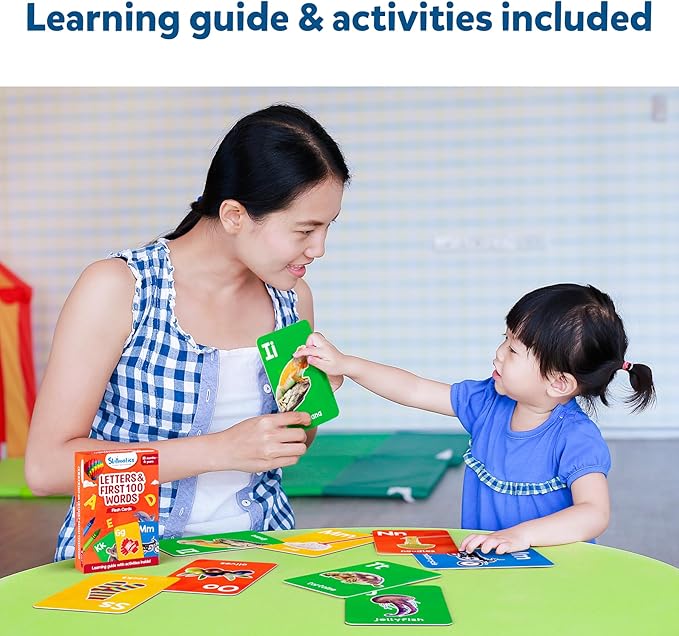 Skillmatics Thick Flash Cards for Toddlers - Letters & First 100 Words, Montessori Toys & Games, Gifts, Preschool Learning for Kids 1, 2, 3, 4 Years