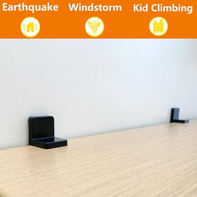 Furniture Anchors 4 Pack,Aesthetic & Invisible Once Installed,Secure 600 lbs Bookcase Dresser to Wall,Anti-Tip Furniture Safety Anchor to Childproof and Babyproof Your Home (Black)