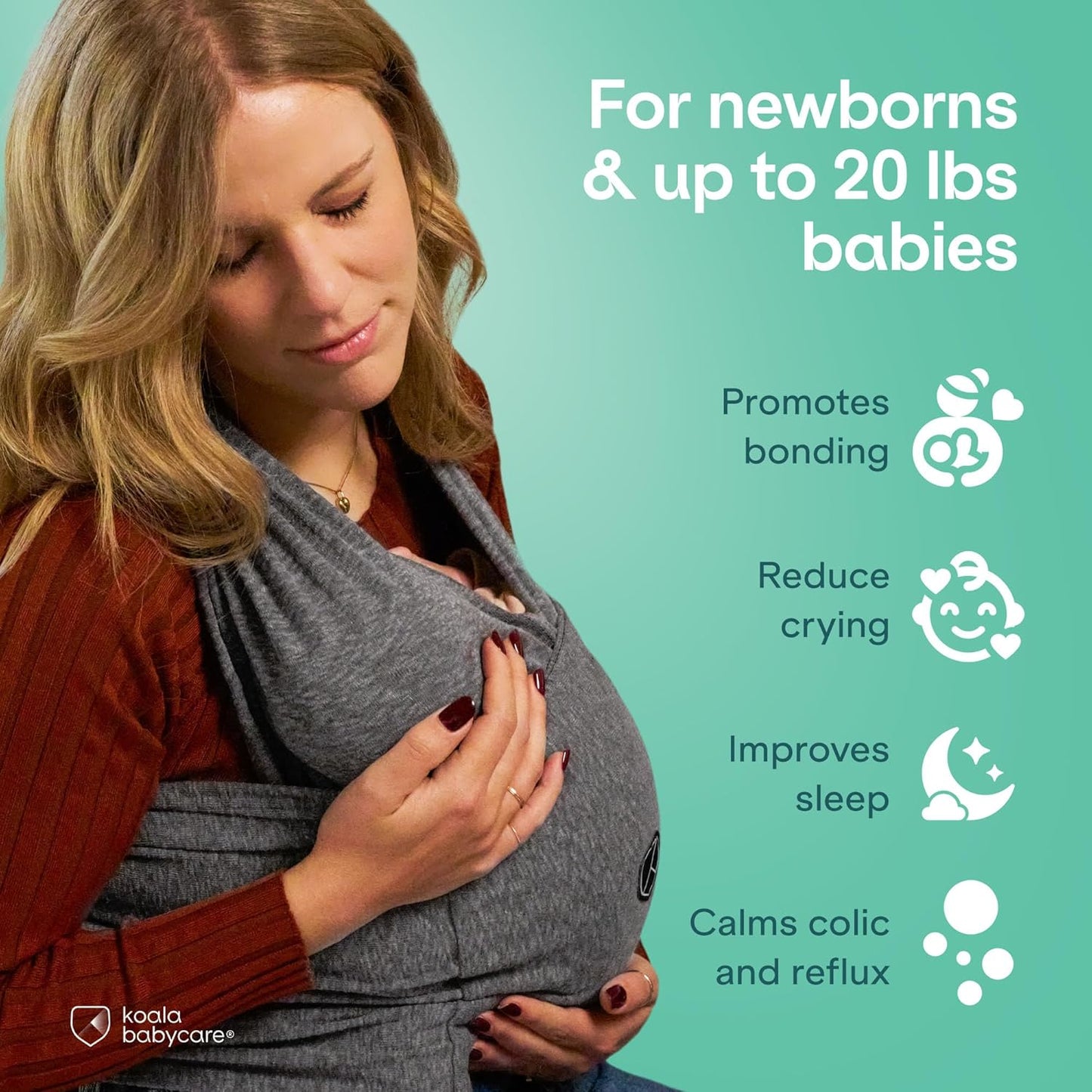 Koala Babycare Baby Carrier Wrap, Easy to Wear As a T-Shirt - Original Baby Carrier Newborn to Toddler - Sling One Size Fits All - Baby Wraps Carrier Up to 22lbs