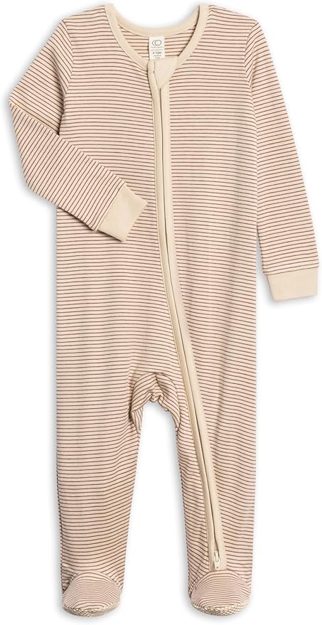 Colored Organics Baby Zip-Up Footed Sleeper with 2-Way Zipper - Newborn Organic Cotton Pajamas