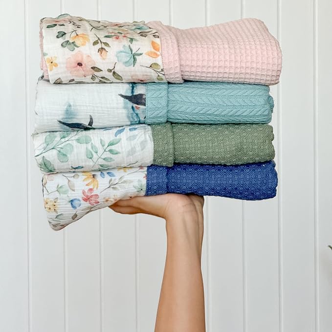 Personalized Baby Blanket with Name – Handmade 100% Organic Cotton Newborn Gift | Custom Knit Blanket for Boys, Girls, Kids & Baby Showers (Sage Green/Goose & Cap)