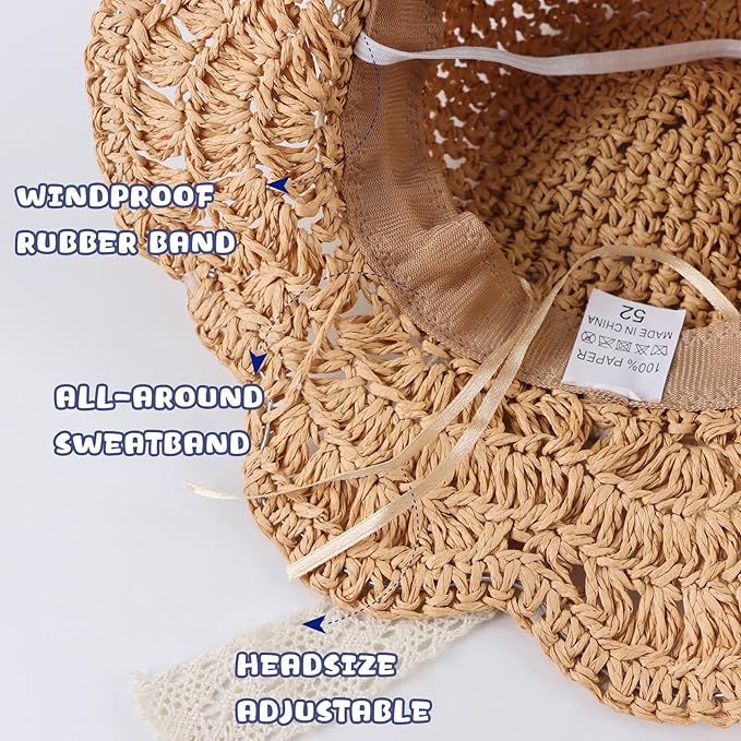 Baby Girl Straw Hat Outdoor Baby Sun Protection Hats Summer Bowknot Beach Cap for Infant Toddler Girls