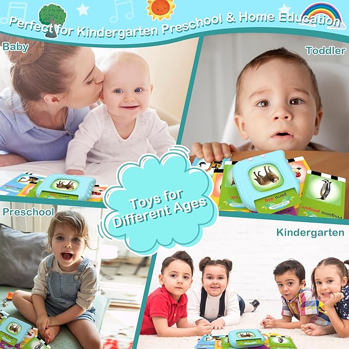 Pocket Speech Therapy Toys for 1 2 3 4 5 Years, Bilingual Spanish English 224 Sight Words Toddler Flash Cards Preschool Learning materialsToy, Montessori Autism Sensory Toys, Birthday Gifts for Boys