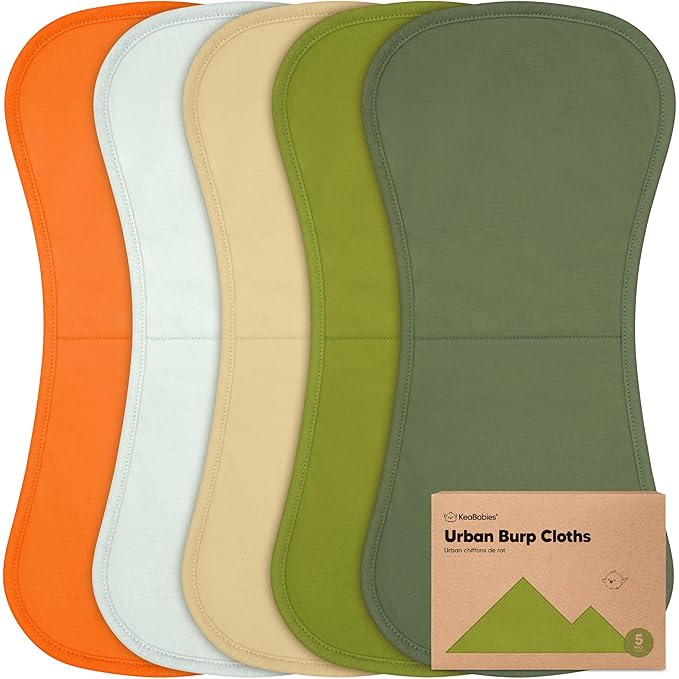 Organic Burp Cloths Baby Boy & Girl - 5-Pack Super Absorbent Cotton Burping Cloths for Babies, Soft & Plush Newborn Spit Up Rags, Infant Towels for Milk Spit Up, Unisex, Large 21" x 10" (Palms)