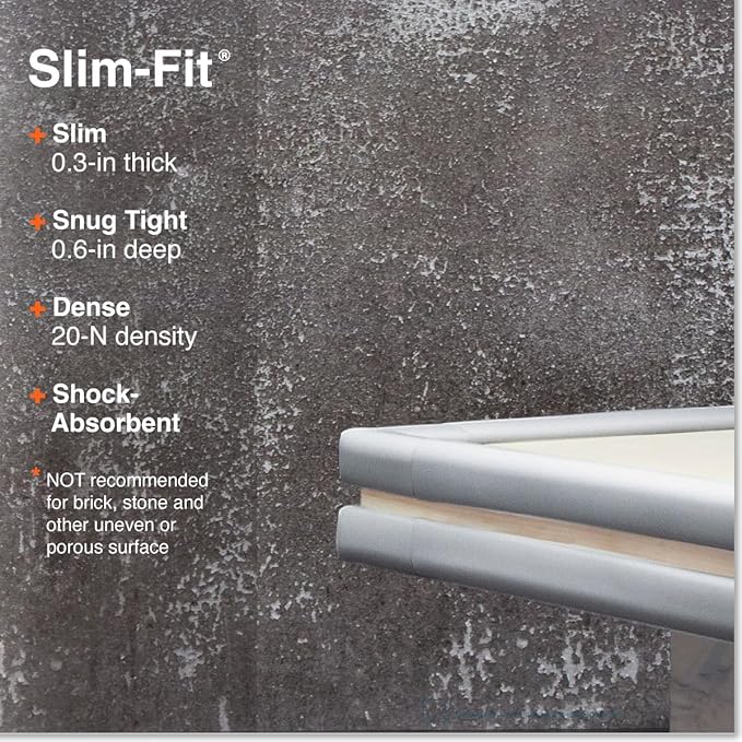 Roving Cove Slimfit Corner Edge Protector for Baby Proofing (Small 15ft Edges 4 Corners), Furniture Safety Bumper Guard, Soft NBR Rubber Foam, 3M Adhesive, Stone Grey