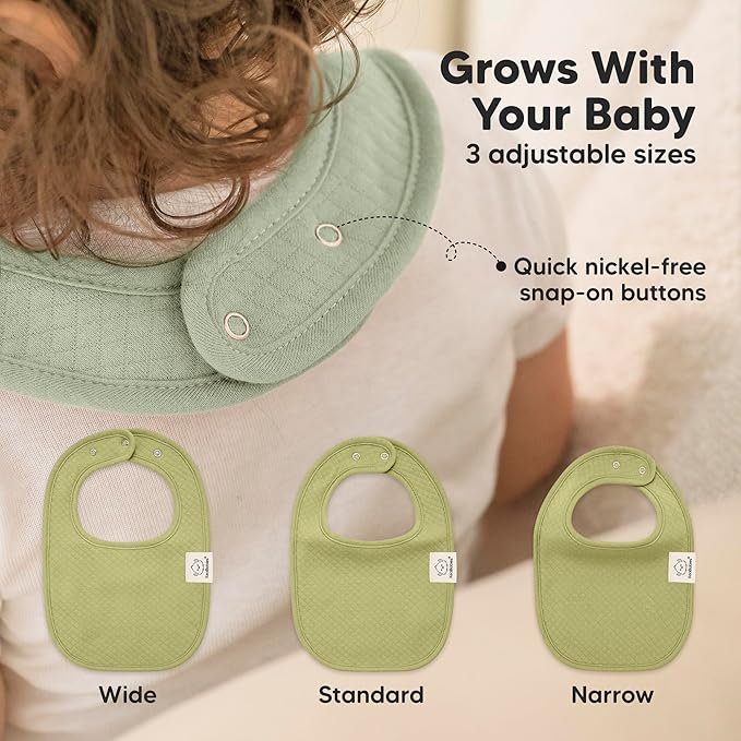 8-Pack Organic Baby Bibs for Girls, Boys - Quilted Cotton Cloth Baby Drool Bibs for Drooling and Teething Toddler, Newborn, Infant, Soft & Super Absorbent (Hunter)