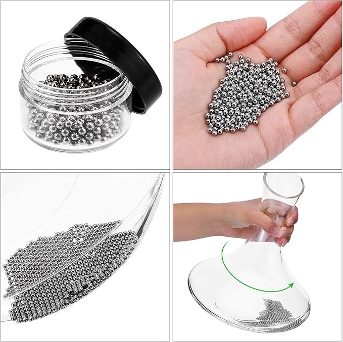 3 Pieces Decanter Cleaning Brush Flexible Bottle Scourer and 400 Pieces Reusable Decanter Cleaning Beads Household Cleaning Tools for Wine Decanters Goblets Glasses Cups (Blue Handle)