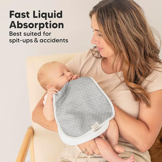 Organic Burp Cloths Baby Boy & Girl - 5-Pack Super Absorbent Cotton Burping Cloths for Babies, Soft & Plush Newborn Spit Up Rags, Infant Towels for Milk Spit Up, Unisex, Large 21" x 10" (Nordic)