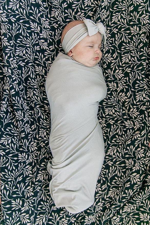 Mebie Baby Stone Stretch Swaddle, Modern and Neutral Swaddle Blanket for Baby Girl or Boy, Soft Baby Blankets, Newborn Swaddle Blanket, 0-3 Month, Comfy Wrap, Baby Essentials & Gifts (47" x 47")