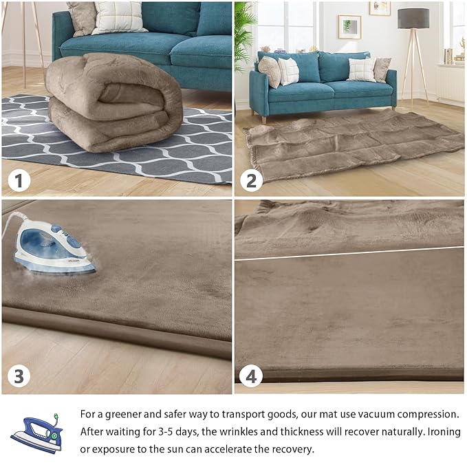 Baby Play Mat for Floor Tummy Time Mat Nursery Muscle Area Rug Playroom Rug Tatami 65"*50" Memory Foam 1.3" Thick Crawling for Babies,Toddlers, Infants, Kids,Floor(Brown)