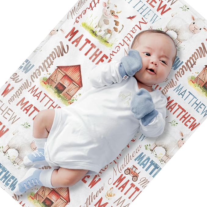 Personalized Baby Blanket - Custom With Name for Girls and Boys, Super Soft Plush Fleece, Personalized Gifts for Newborn