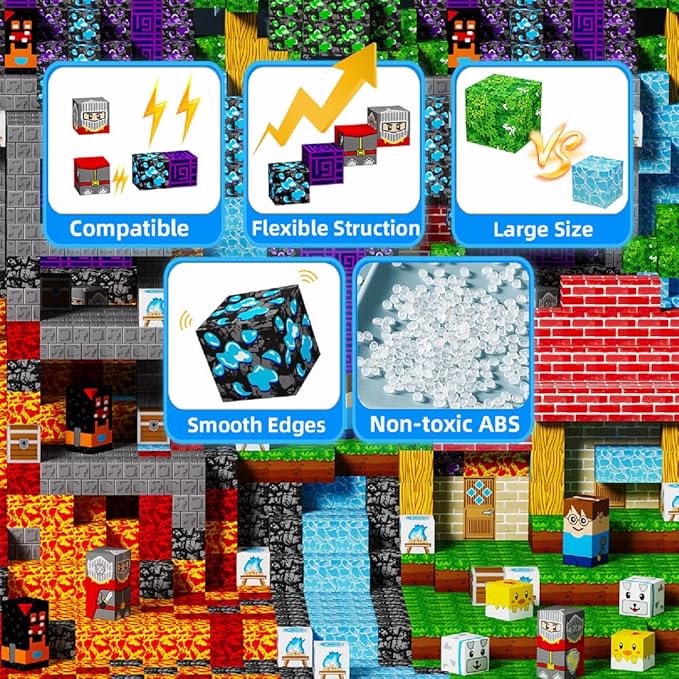 100pcs Magnetic Blocks Magnetic Building Blocks Set, Kids Sensory Toy for Toddlers STEM Learning, Stacking Magnets for Kids