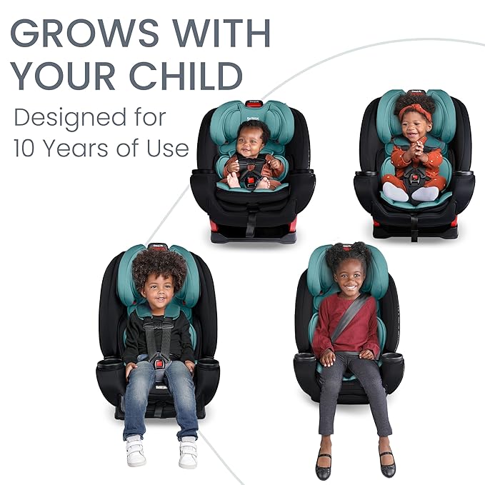 Britax One4Life Convertible Car Seat, 10 Years of Use from 5 to 120 Pounds, Converts from Rear-Facing Infant Car Seat to Forward-Facing Booster Seat, Machine-Washable Fabric, Jade Onyx