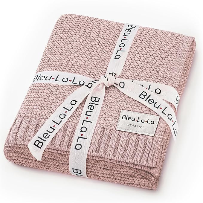 Heritage Knit Organic Receiving Swaddle Blanket for Girls - 100% Luxury Organic Cotton Soft Knit Warm Cozy Cuddle Blanket for Newborns Infants & Toddlers (0-2Yrs - Blush Pink)