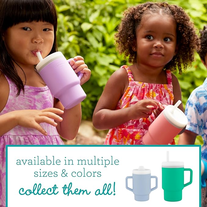 Infantino My 1st Tiny Tumbler, Silicone Sippy Cup with Straw & Handle, Spill-Resistant Baby Cup for On-the-Go, BPA-Free Transition Cup, 4.7oz, Clarity