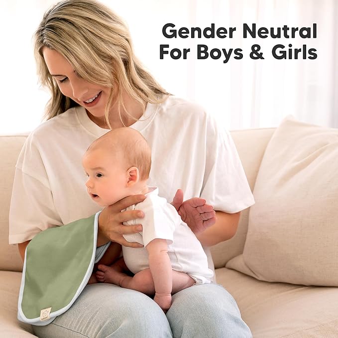 Organic Burp Cloths Baby Boy & Girl - 5-Pack Super Absorbent Cotton Burping Cloths for Babies, Soft & Plush Newborn Spit Up Rags, Infant Towels for Milk Spit Up, Unisex, Large 21" x 10" (Hunter)