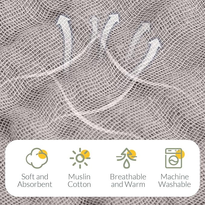 VitalCozy 8 Pcs Baby Muslin Hooded Bath Towels and Washcloths, 32 x 32 Inch Muslin Hooded Baby Towels Absorbent Blankets for Gift Newborn Infant Shower (Morandi Color)