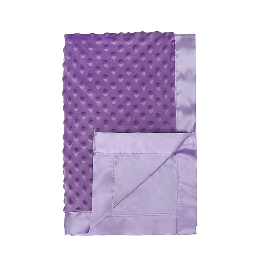 Pro Goleem Baby Soft Minky Dot Blanket with Silky Satin Backing Baby Gifts for Boys and Girls (Purple, 30’’ x 40’’)