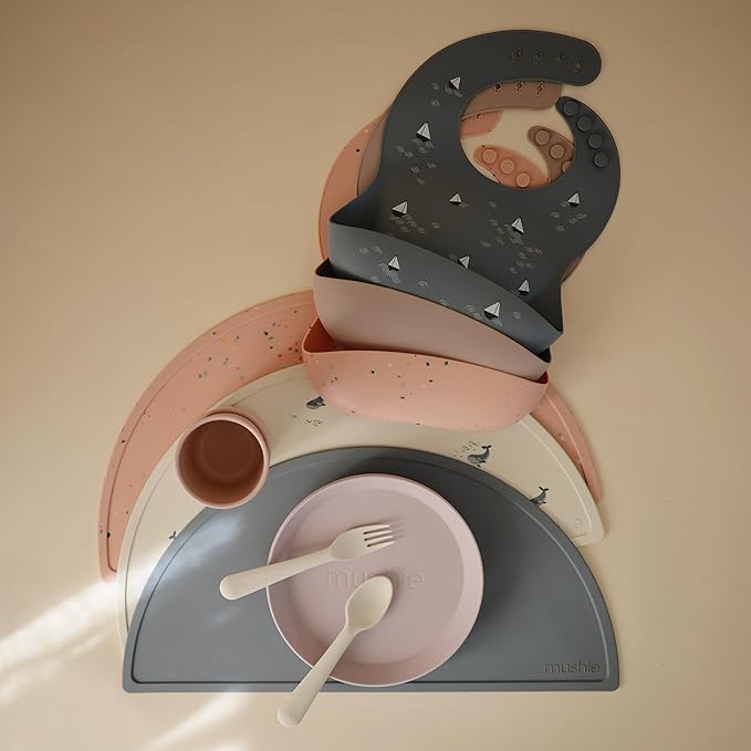 mushie Silicone Placemat for Kids | BPA-Free Non-Slip Design (Powder Pink Confetti)