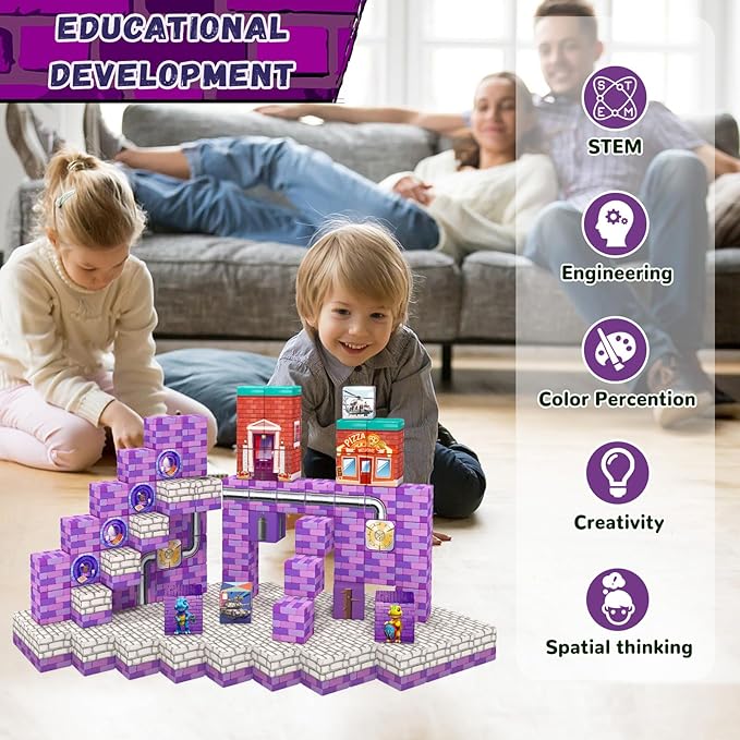 48PCS Magnetic Blocks,Building Blocks Dinosaur Toys for 3+ Year Old, Magnet Cubes Sensory Montessori Toys for 3 4 5 6 7 8 Year Old Boys & Girls, Kids