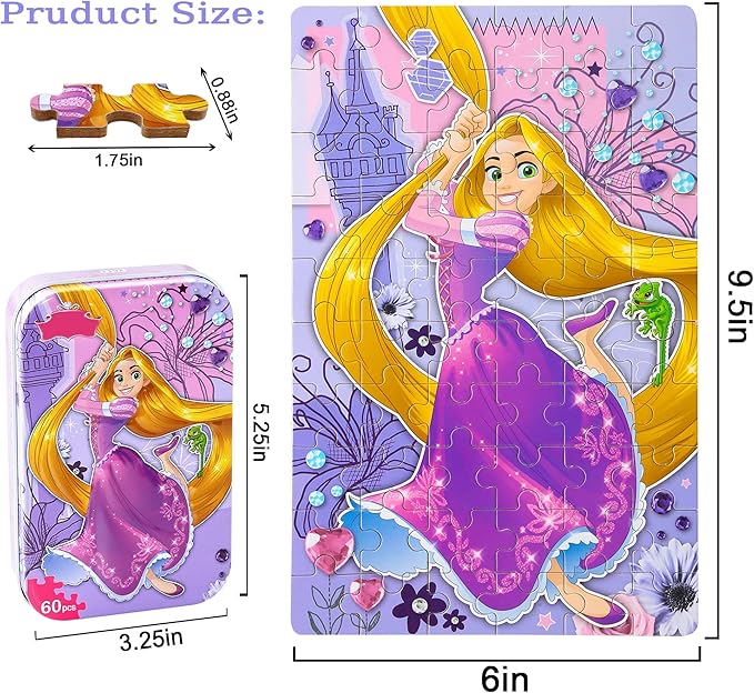 LELEMON Puzzles for Kids Ages 4-8, 60 Piece Puzzles for Kids Ages 3-5,Cool Jigsaw Puzzles in a Metal Box,Educational Learning Puzzle Games Puzzle Toys Gifts for Girls and Boys