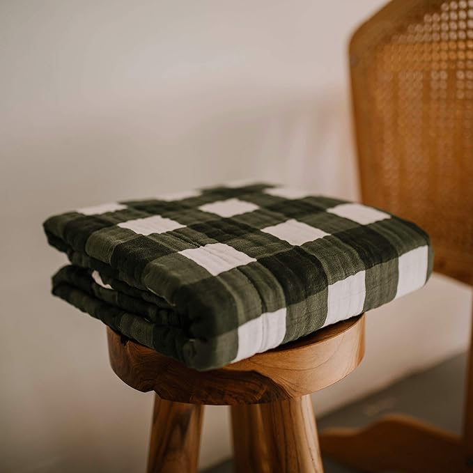 Parker Baby Muslin Blanket | 100% Soft Cotton Toddler Quilt & Baby Muslin Swaddle | Gender Neutral Design 47" x 47" Blanket